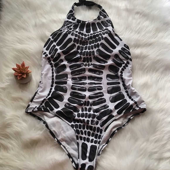 Other - Abstract Print Halter Neck One Piece XL